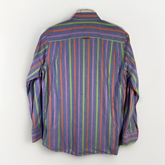 Luchiano Visconti Men’s XXL 100% Cotton Button Shirt Limited Edition Blue Purple - Picture 2 of 8